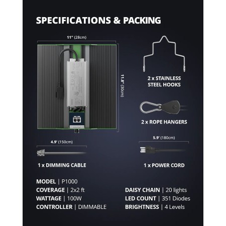 Viparspectra Led Kweeklamp | P-Serie | 100 en 200 Watt